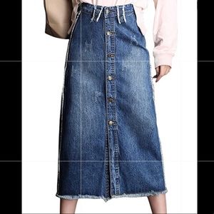 Long button up jean skirt retro